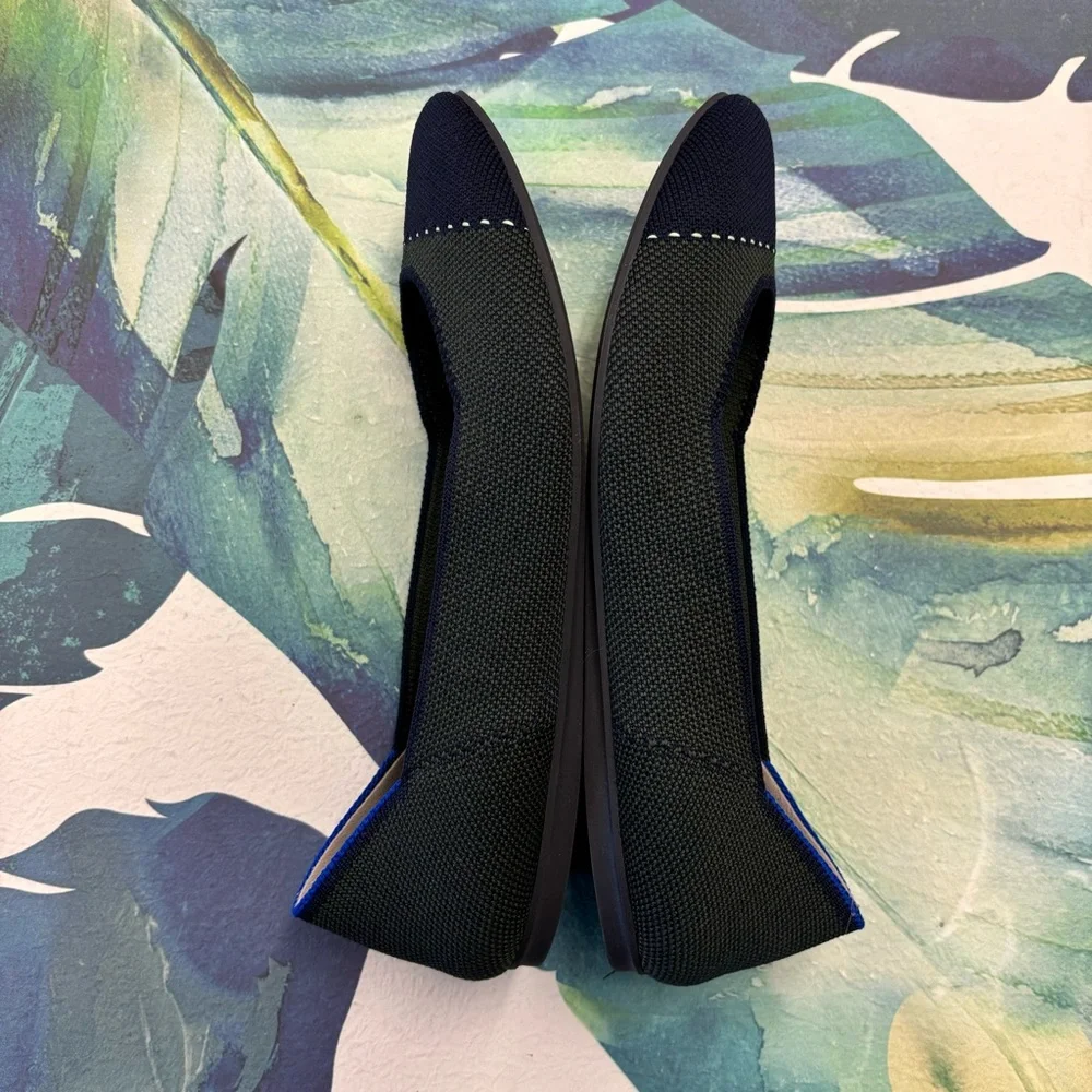ROTHYS The Square Highland Cap Toe Flats Blue Size 7.5  Comfort Shoe